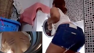 Predominance In Laundry. Housewife Fucked In The Washing Machine. M1
